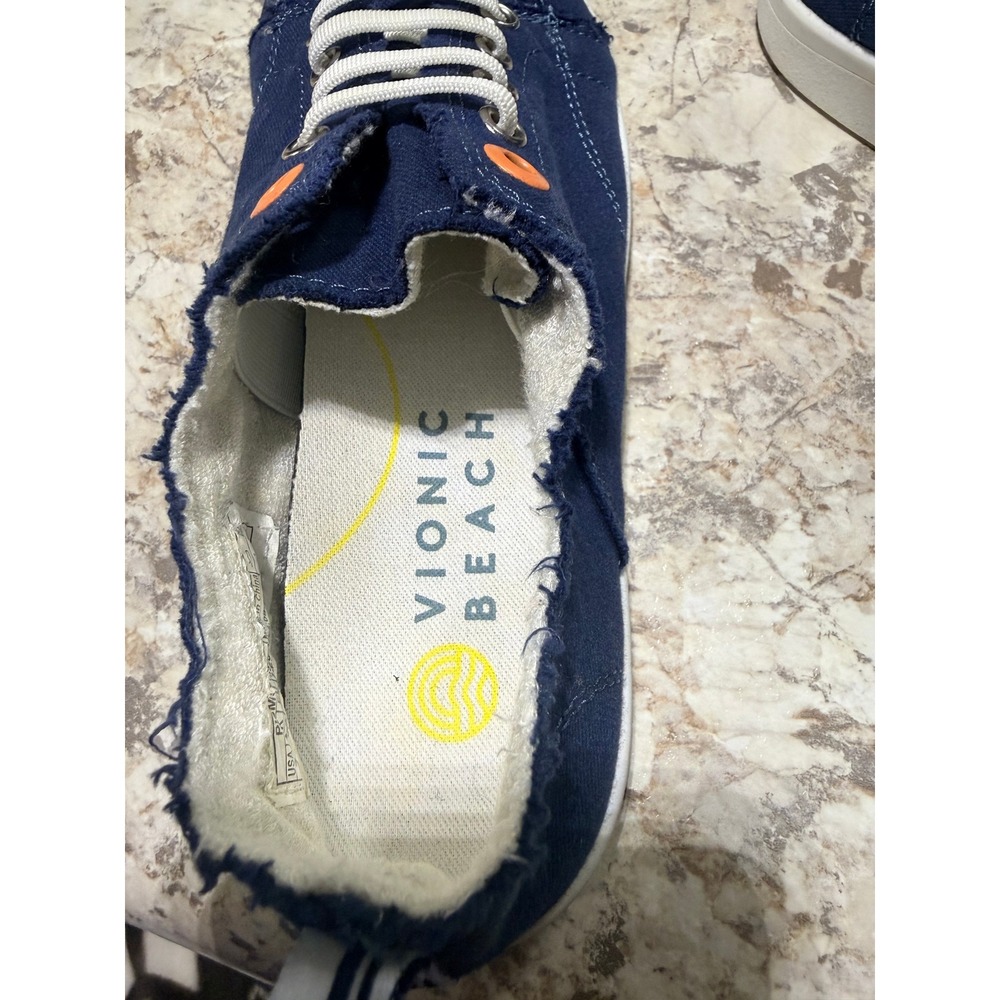 Vionic Beach Pismo Navy Blue Canvas Frayed Slip On Sneakers Womens 7 - Picture 4 of 7